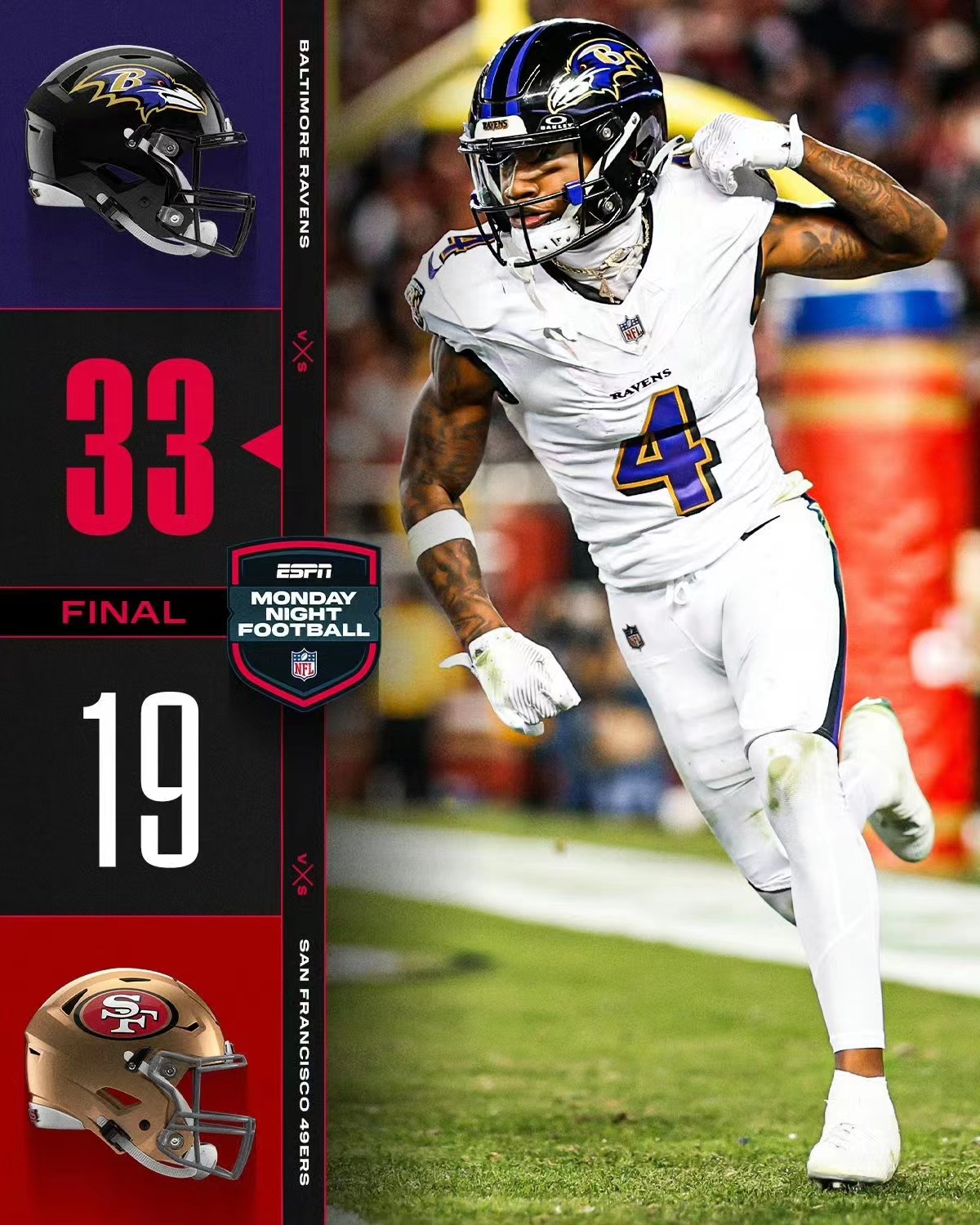 Glorreiches Trikot, die Ravens beweisen es mit dem Sieg